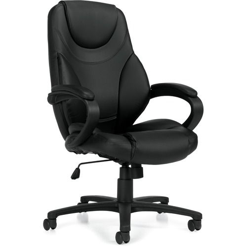 Global Brighton | High Back Tilter - Luxhide, Bonded Leather Seat - Luxhide, Bonded Leather Back - High Back - Black - 1 Each