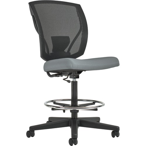 Offices To Go Ibex | Upholstered Seat & Mesh Back Armless Drafting Task Chair - Mesh Back - Ebony - 1 Each -  - GLB376632