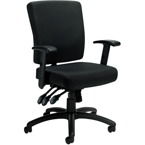 Offices To Go Actin | Medium Back Multi-Tilter - Black Fabric Seat - Black Fabric Back - Mid Back - 5-star Base - Armrest - 1 Each - Medium Back - GLBOTG11950B