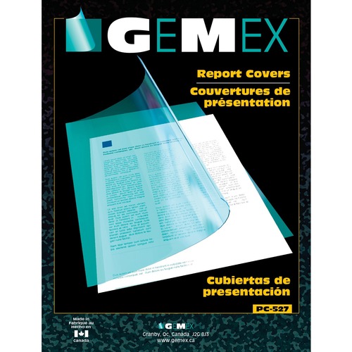 Gemex Letter Report Cover - 8 1/2" x 11" - Clear, Translucent - 100 / Box