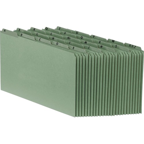 Pendaflex Heavyweight Alphabetic File Guides - Reinforced Tabs, Legal, Green - Printed Assorted Tab(s) - 1/5 - Character - A-Z - 5 Tab(s)/Set - Legal - 8.50" (215.90 mm) Width x 14" (355.60 mm) Length - Green Polypropylene Divider - Green Pressboard Tab(s