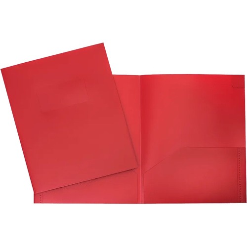 Geocan Letter Report Cover - 8 1/2" x 11" - 2 Internal Pocket(s) - Polypropylene - Red - 1 Each