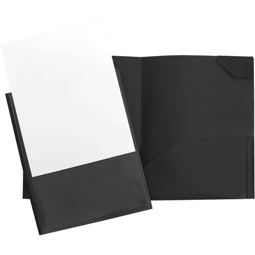 Geocan Letter Report Cover - 8 1/2" x 11" - 2 Front, Internal Pocket(s) - Polypropylene - Black - 1 Each