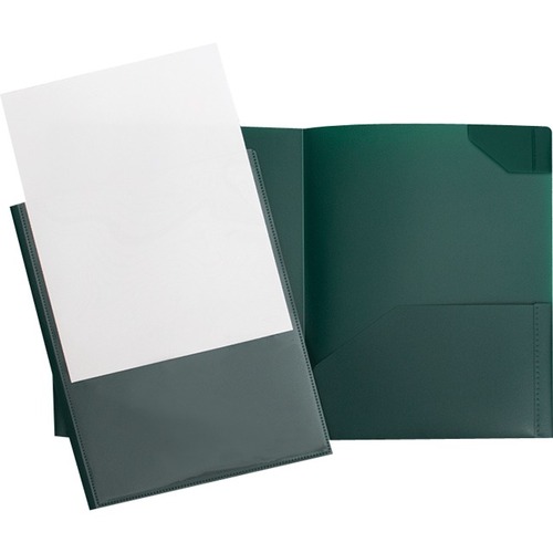 Geocan Letter Report Cover - 8 1/2" x 11" - 2 Front, Internal Pocket(s) - Polypropylene - Green - 1 Each