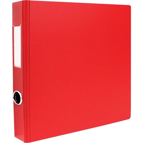 Geocan 1.5" Textured Heavy-duty Binder, Red - 1 1/2" Binder Capacity - Letter - 8 1/2" x 11" Sheet Size - D-Ring Fastener(s) - 2 Internal Pocket(s) - Polypropylene - Red - Heavy Duty, Textured, PVC-free, Spine Label, Finger Hole - 1 Each