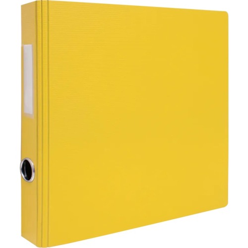 Geocan 1.5" Textured Heavy-duty Binder, Yellow - 1 1/2" Binder Capacity - Letter - 8 1/2" x 11" Sheet Size - D-Ring Fastener(s) - 2 Internal Pocket(s) - Polypropylene - Yellow - Heavy Duty, Textured, PVC-free, Spine Label, Finger Hole - 1 Each
