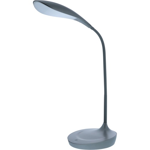 Bostitch Luna LED Desk Lamp - 25.8" Height - 4.50 W LED Bulb - Dimmable, USB Charging, Gooseneck - 480 lm Lumens - Silicone - Desk Mountable - Industrial Gray - for Desk, Table