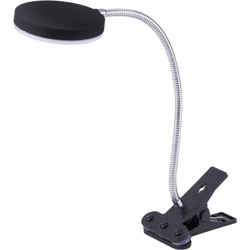 Bostitch Adjustable Clamp Desk Lamp, Black - 13.8" Height - 5.50 W LED Bulb - Polished Metal - Adjustable Head, Flicker-free, Flexible Neck - 500 lm Lumens - Frosted Glass - Desk Mountable - Black - for Desk