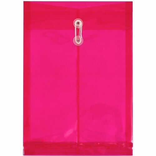 Geocan Translucent Polyethylene Envelope - 13 1/2" Width x 9 3/4" Length - String Tie - Polyethylene - 1 Each - Translucent, Red