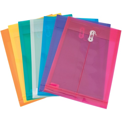 Geocan Translucent Polyethylene Envelope - 13 1/2" Width x 9 3/4" Length - String Tie - Polyethylene - 1 Each - Translucent, Assorted = GCIW90017