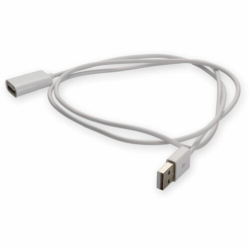 AddOn 1m USB 2.0 (A) Male to USB 2.0 (B) Female White Cable - 3.3 ft USB Data Transfer Cable for Notebook, PC, USB Charger, Scanner, Printer, USB Hub - First End: 1 x USB 2.0 Type A - Male - Second End: 1 x USB 2.0 Type B - Female - White - 1