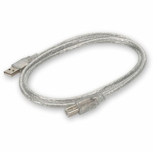 AddOn 6ft USB 2.0 (A) Male to USB 2.0 (B) Male Clear Cable - 6 ft USB Data Transfer Cable for Notebook, PC, USB Charger, Printer, Scanner, USB Hub - First End: 1 x USB 2.0 Type A - Male - Second End: 1 x USB 2.0 Type B - Male - Clear - 1