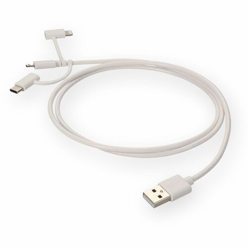AddOn 1m USB 2.0 (A) Male to Lightning Male White Cable - 3.3 ft Lightning/USB Data Transfer Cable for Notebook, PC, USB Charger, Smartphone, Tablet - First End: Lightning - Male - Second End: USB 2.0 Type A - Male - White - 1