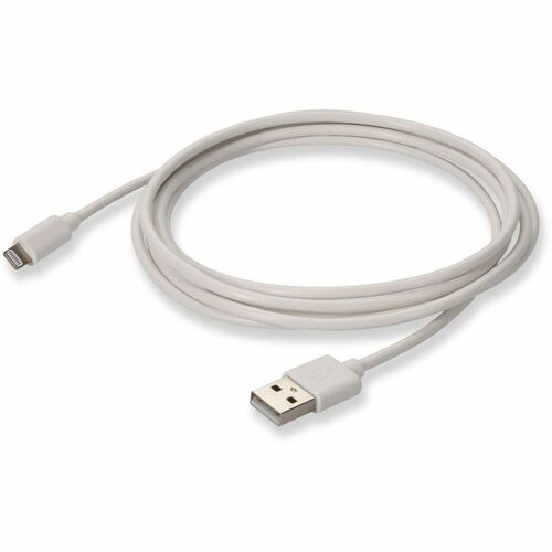 AddOn 2.0m (6.6ft) USB 2.0 (A) Male to Lightning Male Sync and Charge White Cable - 6.6 ft Lightning/USB Data Transfer Cable for Notebook, PC, USB Charger, Smartphone, Tablet - First End: 1 x USB 2.0 Type A - Male - Second End: 1 x Lightning - Male - Whit