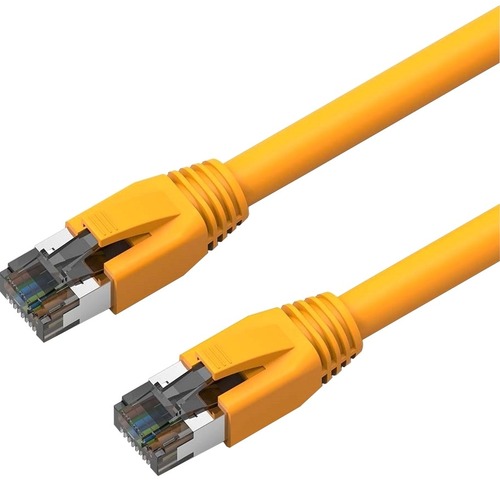 Axiom 25FT CAT8 2000mhz S/FTP Shielded Patch Cable Snagless Boot (Yellow) - 25 ft Category 8 Network Cable for Network Device - First End: RJ-45 Network - Male - Second End: RJ-45 Network - Male - 40 Gbit/s - Patch Cable - Shielding - Gold, Nickel Plated 
