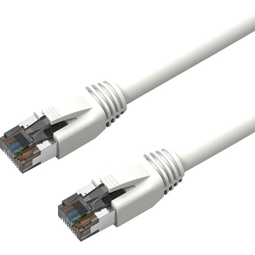 Axiom 15FT CAT8 2000mhz S/FTP Shielded Patch Cable Snagless Boot (White) - 15 ft Category 8 Network Cable for Network Device - First End: RJ-45 Network - Male - Second End: RJ-45 Network - Male - 40 Gbit/s - Patch Cable - Shielding - Gold, Nickel Plated C