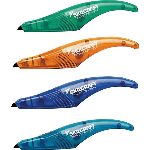 SKILCRAFT® Precision Liner Correction Tape - Comfortable Grip, Tear Resistant - 4 / Pack - White, Translucent