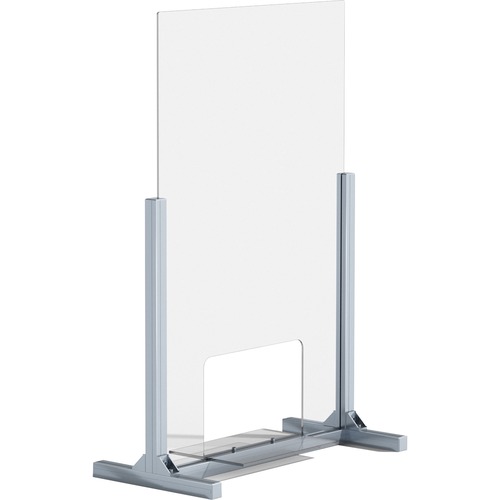 Lorell Removable Shelf Glass Protective Screen - Clear - Tempered Glass, Aluminum
