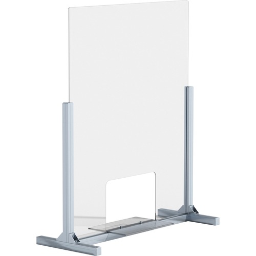 Lorell Removable Shelf Glass Protective Screen - Clear - Tempered Glass, Aluminum