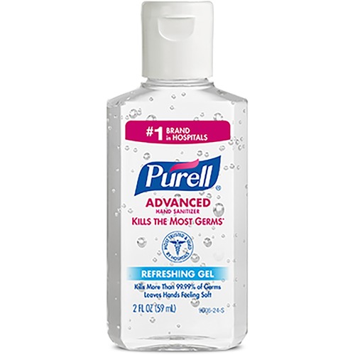 PURELL® Advanced Hand Sanitizer Gel - Clean Scent - 2 fl oz (59.1 mL) - Flip Top Bottle Dispenser - Kill Germs - Hand, Hospital, Healthcare, Skin - Clear - Paraben-free, Phthalate-free, Anti-irritant, Preservative-free, Triclosan-free - 24 / Carton