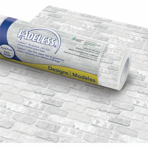 Fadeless Designs Paper Roll - Art Project, Craft Project, Bulletin Board, School, Office, Home - 48" Width x 50" Length - White, Gray - 1 Roll