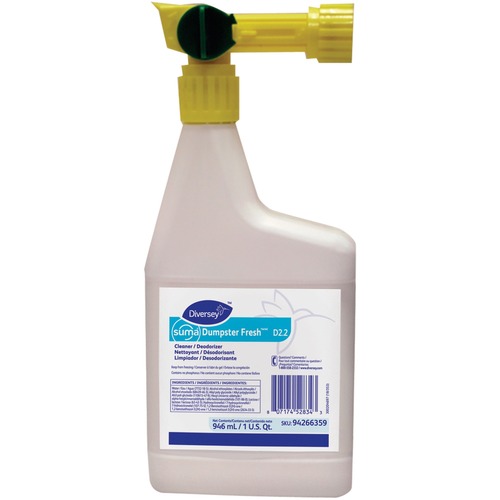 Diversey Dumpster Fresh - 32 fl oz (1 quart) - Floral Scent - 4 / Carton - Non-pathogenic - Green