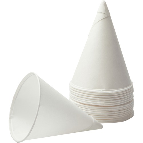 Konie 4 oz Paper Cone Cups - Cone - 200 / Bag - White - Paper - Cold Drink, Water