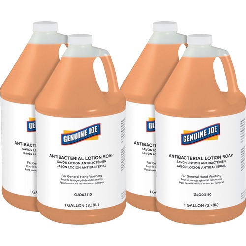 Genuine Joe Antibacterial Lotion Soap - 1 gal (3.8 L) - Bacteria Remover, Grime Remover, Dirt Remover - Hand - Orange - Anti-septic, Pleasant Scent - 4 / Carton