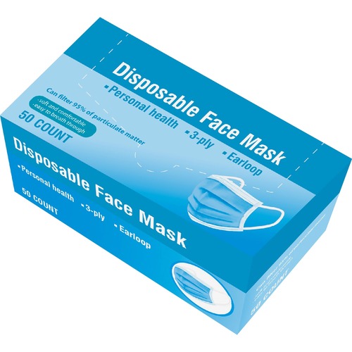 Special Buy Disposable Face Mask - Recommended for: Face - Disposable, Breathable, Soft, Comfortable, Pleated, Earloop Style Mask, Secure, Latex-free - Full Face Protection - 50 / Box