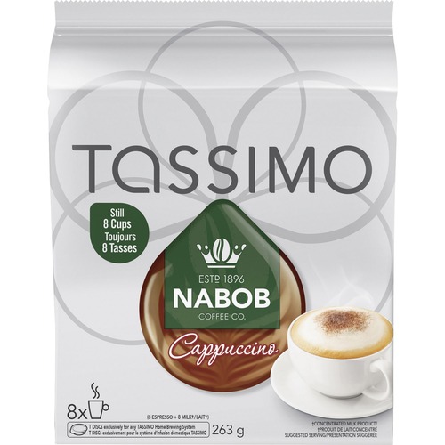 Elco Tassimo Nabob Cappucino Pod - Compatible with Tassimo Brewer - Cappuccino, Dark Espresso - 9.3 oz - 8 / Pack