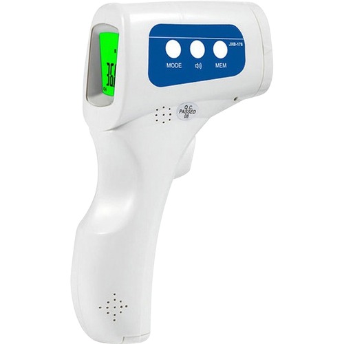 Sourcingpartner Noncontact Infrared Thermometers - Easy to Read, Memory Function, Backlight, Auto-off - For Forehead, Body, Room, Surface - White