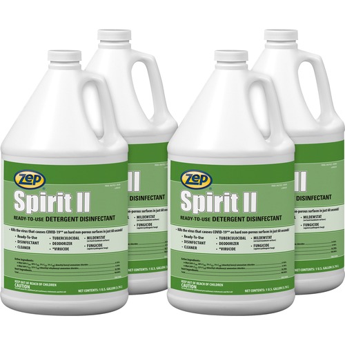 Zep Spirit II Detergent Disinfectant - Ready-To-Use Liquid - 128 fl oz (4 quart) - Bottle - 4 / Carton - Multi