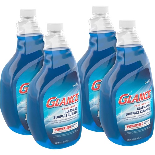 Diversey Glance Powerized Glass Cleaner - Ready-To-Use Spray - 32 fl oz (1 quart) - Fresh Ammonia Scent - 4 / Carton - Blue