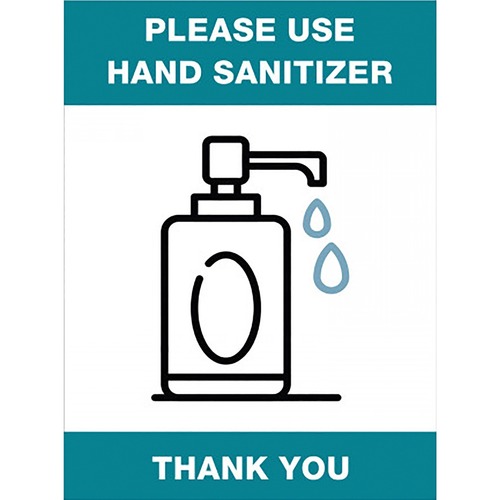 Lorell Please Use Hand Sanitizer Sign - 1 Each - Please Use Hand Sanitizer Print/Message - 6" Width - Rectangular Shape - Easy to Clean, Easy Installation - Acrylic - Green, White