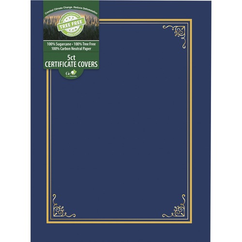 Geographics Letter Certificate Holder - 8 1/2" x 11" - Navy - 5 / Pack