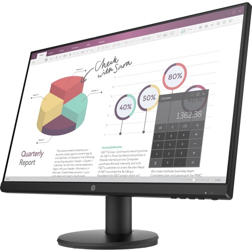 HP P24v G4 24" Class Full HD LCD Monitor - 16:9 - Black - 23.8" Viewable - In-plane Switching (IPS) Technology - LED Backlight - 1920 x 1080 - 250 Nit Typical - 5 ms - GTG (OD) Refresh Rate - HDMI - VGA