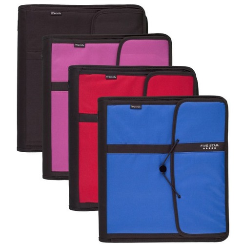 Five Star Zippered Binder Filer, 8 1/2" x 11" , 2" Rings, Assorted Colors - 2" Binder Capacity - Letter - 8 1/2" x 11" Sheet Size - 380 Sheet Capacity - 3 x Round Ring Fastener(s) - Fabric, Plastic - Assorted - Zipper Closure, Expandable - 1 Each