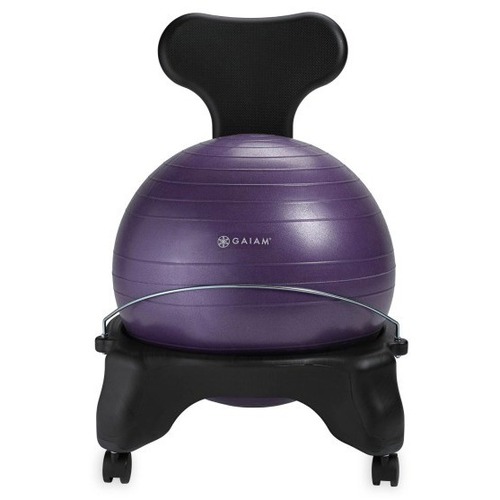 Gaiam Balance Ball Chair, Purple/Black - Purple Plastic Seat - Plastic Back - Black - 1 Each