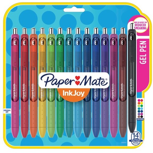 Paper Mate InkJoy Gel Pen - 0.5 mm Fine Pen Point - Retractable - Assorted Ink - Gel-based - Assorted Barrel - 14 Pack