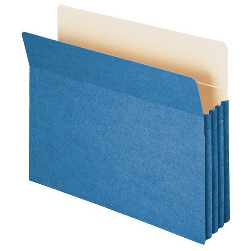 Smead Straight Tab Cut Recycled File Pocket - 9 1/2" x 11 3/4" - Capacity3 1/2" Expansion - Blue - 25 Box