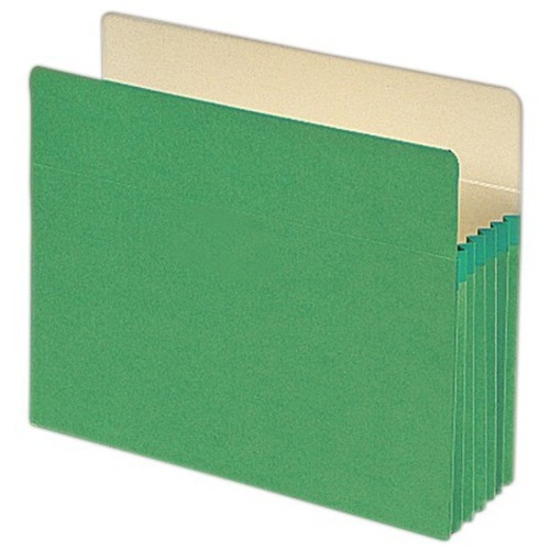 Smead Straight Tab Cut Recycled File Pocket - 9 1/2" x 11 3/4" - Capacity5 1/4" Expansion - Green - 10 Box