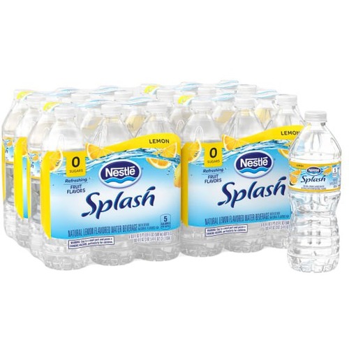 Nestle Splash Natural Lemon Flavored Water Beverage, 16.9 Oz, Case of 24 Bottles - Ready-to-Drink - 16.90 fl oz (500 mL) - 24 / Case