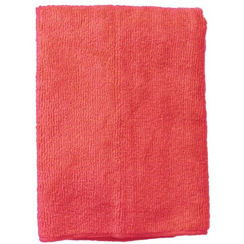 Wilen Standard Duty Microfiber Cloths, 16" , Red, Pack Of 12 - 12 / Pack - Lint-free, Reusable, Disposable - Red