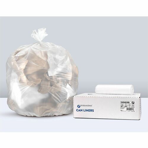 Inteplast HDPE Can Liners, 16 Microns, 40" x 48" , Natural, Pack Of 250 Liners - 45 gal Capacity - 48" Width x 16 mil (406 Micron) Thickness - High Density - Natural - High-density Polyethylene (HDPE) - Kitchen, Breakroom - 250 / Case