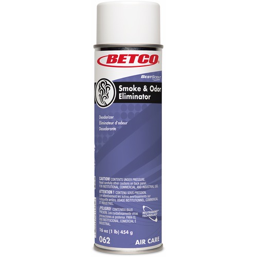 Betco Smoke & Odor Eliminator - Aerosol - 500 Sq. ft. - 16 fl oz (0.5 quart) - Spring & Renewal - 12 / Carton