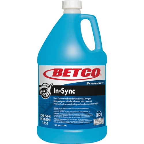 Betco Symplicity In-Sync Dishwashing Detergent - Concentrate - 128 fl oz (4 quart) - Fresh Ozonic Scent - 1 Each - Blue