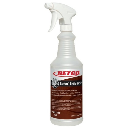 Betco Brite Multi-Surface Polish And Protectant, Lemon Scent, 32 Oz, Pack Of 12 - Ready-To-Use - 32 oz (2 lb) - Citrus Scent - Lemon Scent, Smudge-free, Fingerprint Resistant - Opaque White, Clear - 12 Pack