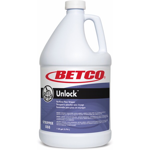 Betco Unlock Floor Stripper, 1 Gallon, Pack Of 4 - Ready-To-Use - 128 fl oz (4 quart) - 128 oz (8 lb) - 4 / Carton - Unscented, Low Foaming, Rinse-free, Low Odor - Clear