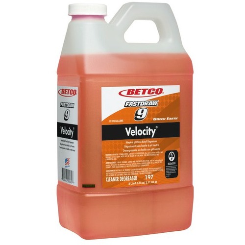Betco Fastdraw® Green Earth® Velocity® Degreaser, Fresh Scent, 2 Liter, Case Of 4 - Ready-To-Use - 67.6 fl oz (2.1 quart) - 2 oz (0.12 lb) - Fresh Scent - Eco-friendly, Deodorize - Orange - 4 Case