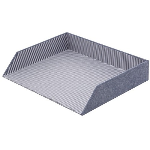 See Jane Work Chambray Letter Tray, Blue - 100 x Sheet - Horizontal - 9.7" Height x 12.4" Width x 2.2" DepthDesktop - Blue - Engineered Wood, Paperboard, Fabric - 1 Each
